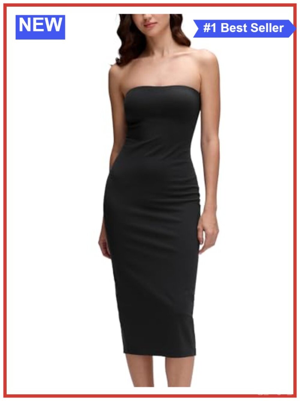 Butterluxe Soft Stretchy Strapless Midi Bodycon Dress